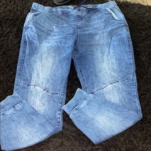 Blue High Rise Cuffed Joggers